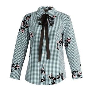 Marc Jacobs Green Gingham and Floral Button Down Shirt w/ Bow Neck Tie